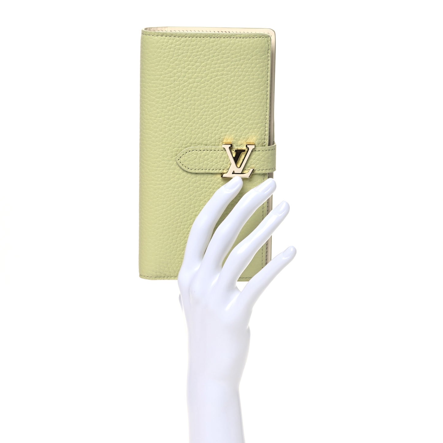Taurillon LV Vertical Capucines Wallet Vert Asnieres Green