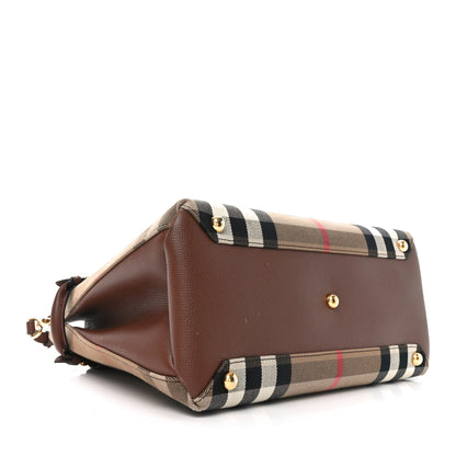 Burberry House Check Grainy Calfskin Medium Banner Tote Tan 4 of 10