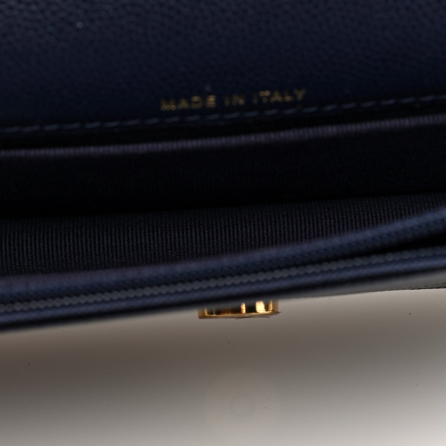 Caviar Quilted Pocket Twins Clutch With Chain Navy Blue