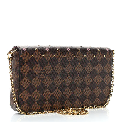 Louis Vuitton Damier Ebene Studded Pochette Felicie Chain Wallet 4 of 9