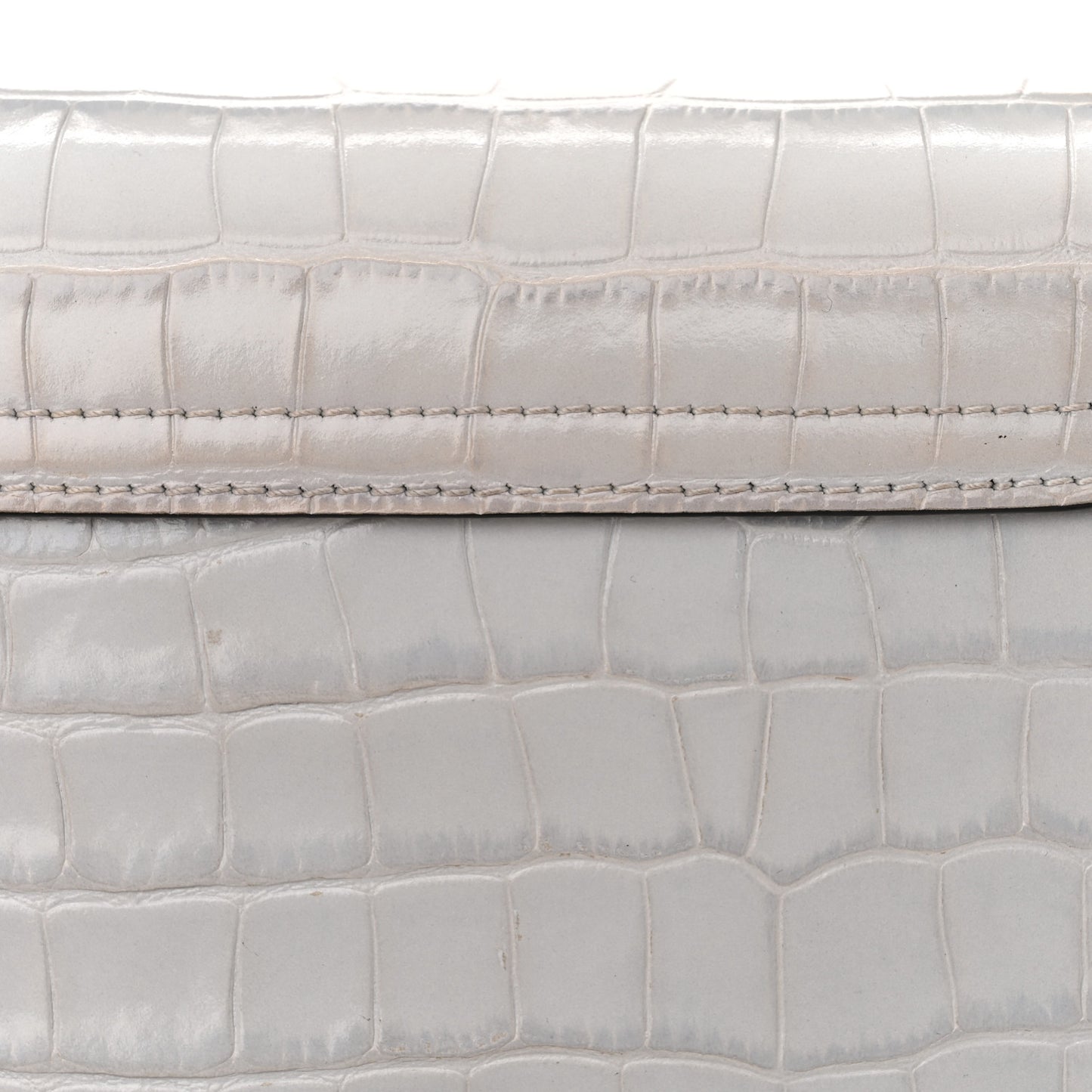 Crocodile Embossed Calfskin Mini C Double Carry Stormy Grey