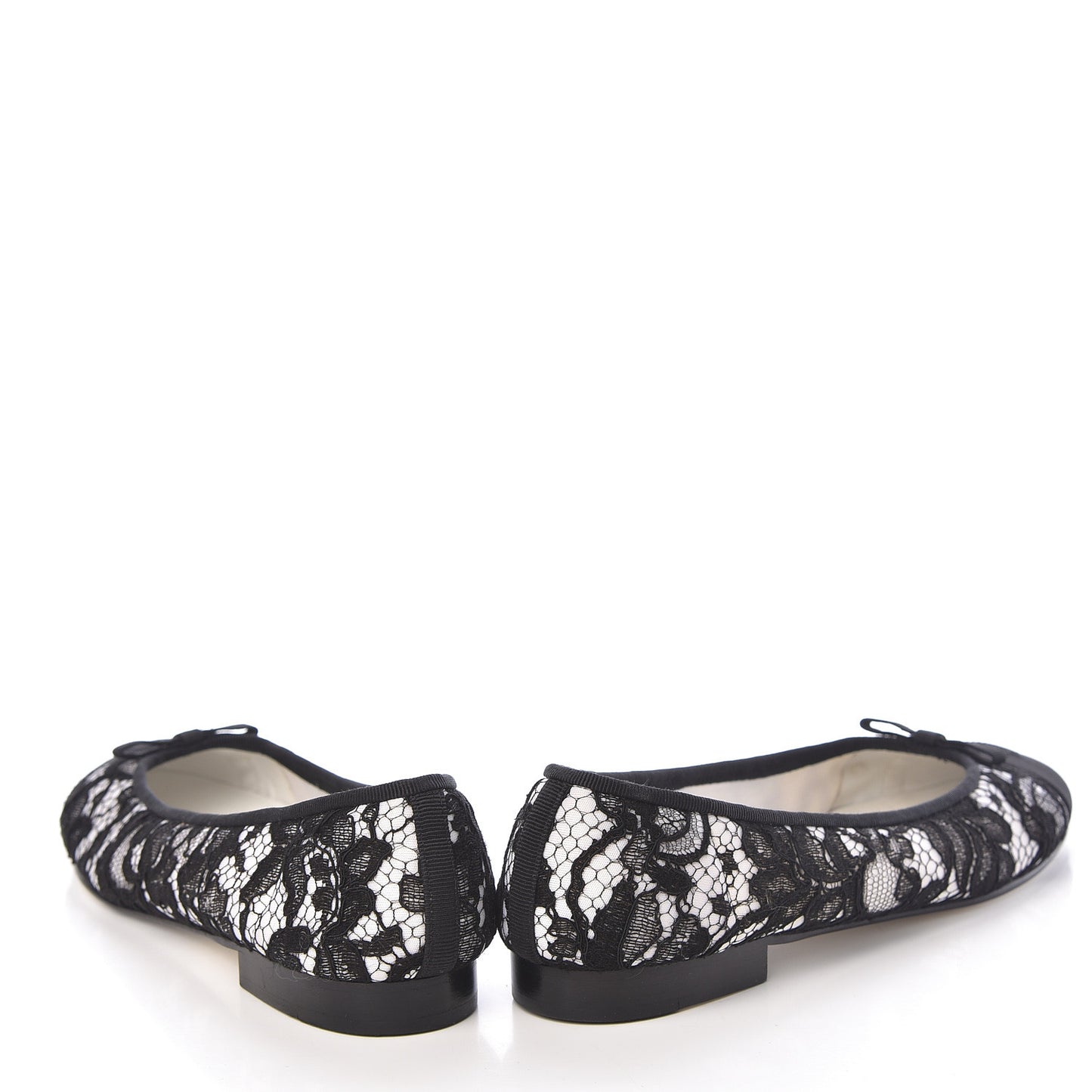 Lace Grosgrain Cap Toe CC Ballerina Flats 40.5 Black