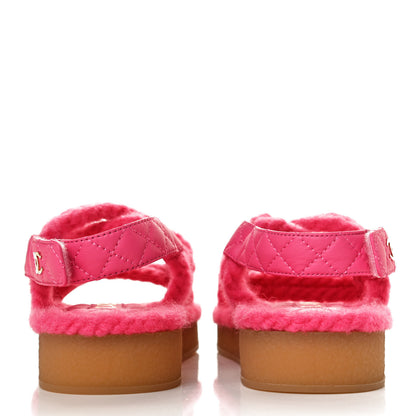 Chanel Cord Lambskin Quilted Logo Sandals 37 Pink 6 of 11