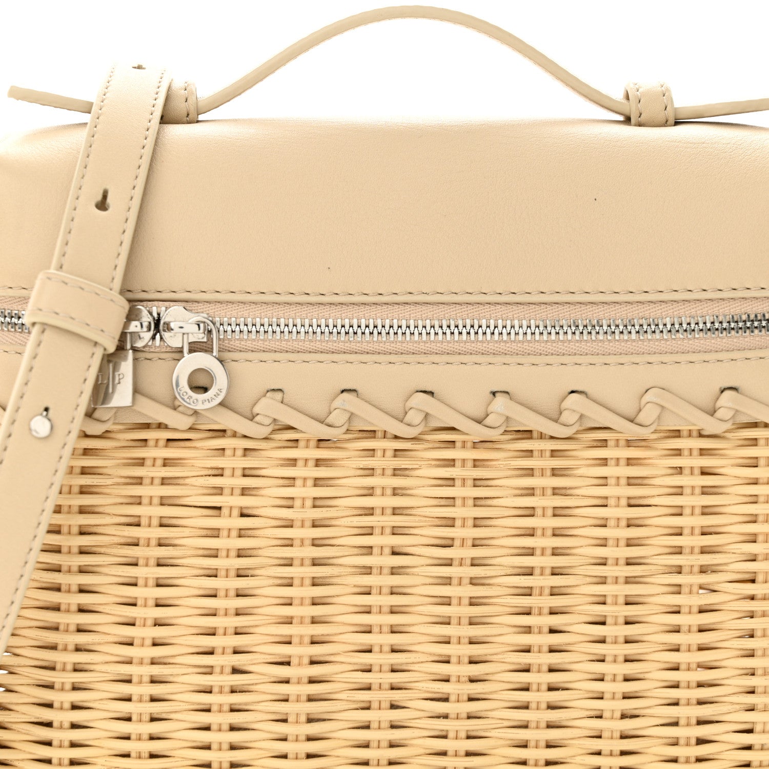 Loro Piana Wicker Calfskin North South L19 Extra Pocket Pouch Ivory 7 of 9