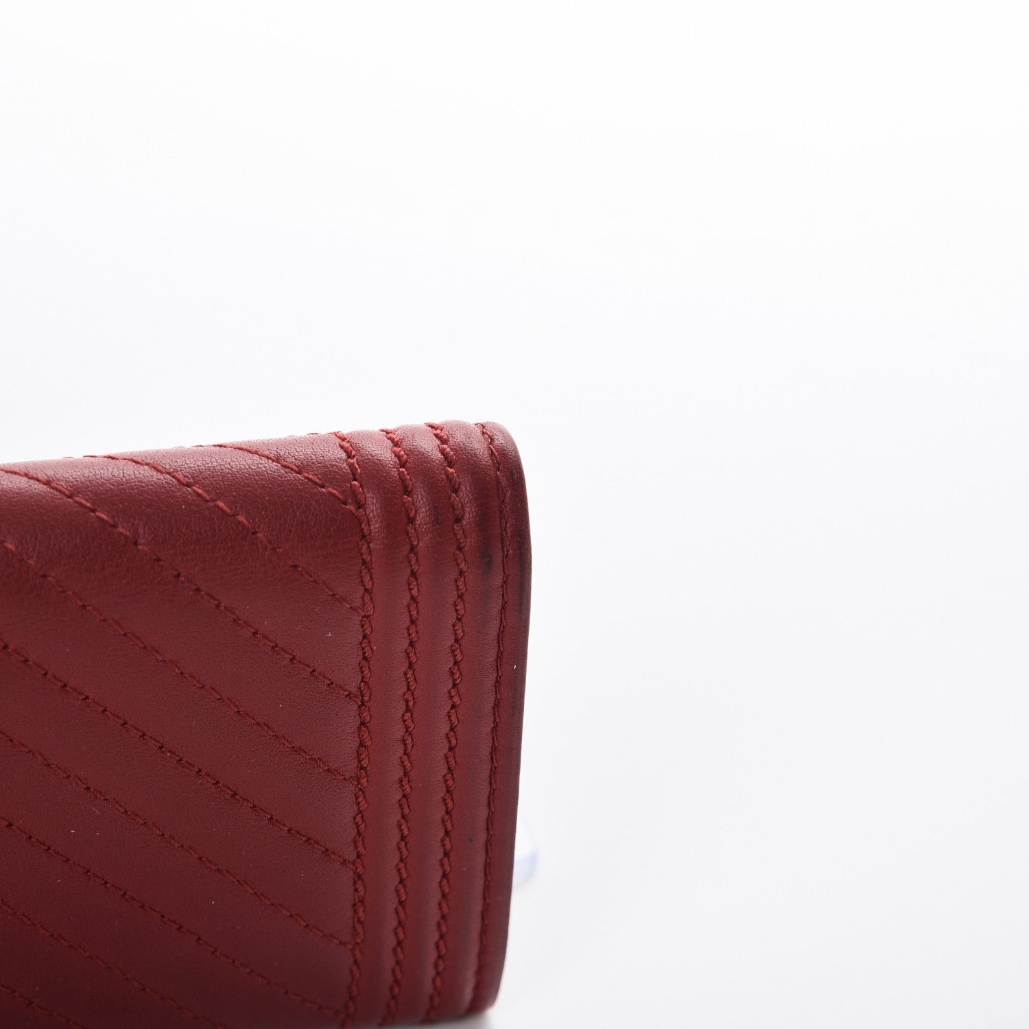Chanel Calfskin Chevron Quilted Boy Card Holder Wallet Red 9 of 12