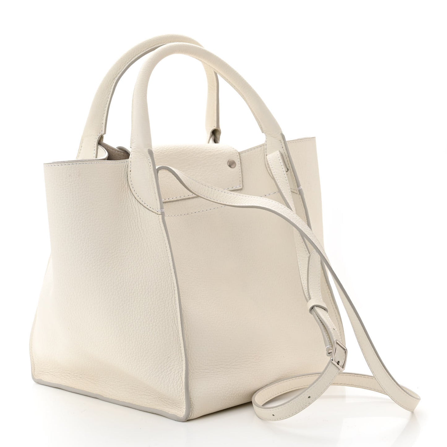 Supple Grained Calfskin Small Big Bag White
