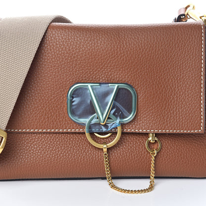 Valentino Garavani Pebbled Calfskin Small VRing Shoulder Bag Saddle Brown 7 of 9
