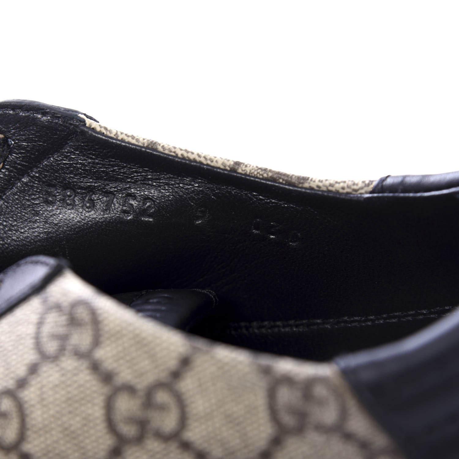 Gucci GG Supreme Monogram Mens Low Top Sneakers 9 Black Beige Ebony 10 of 11
