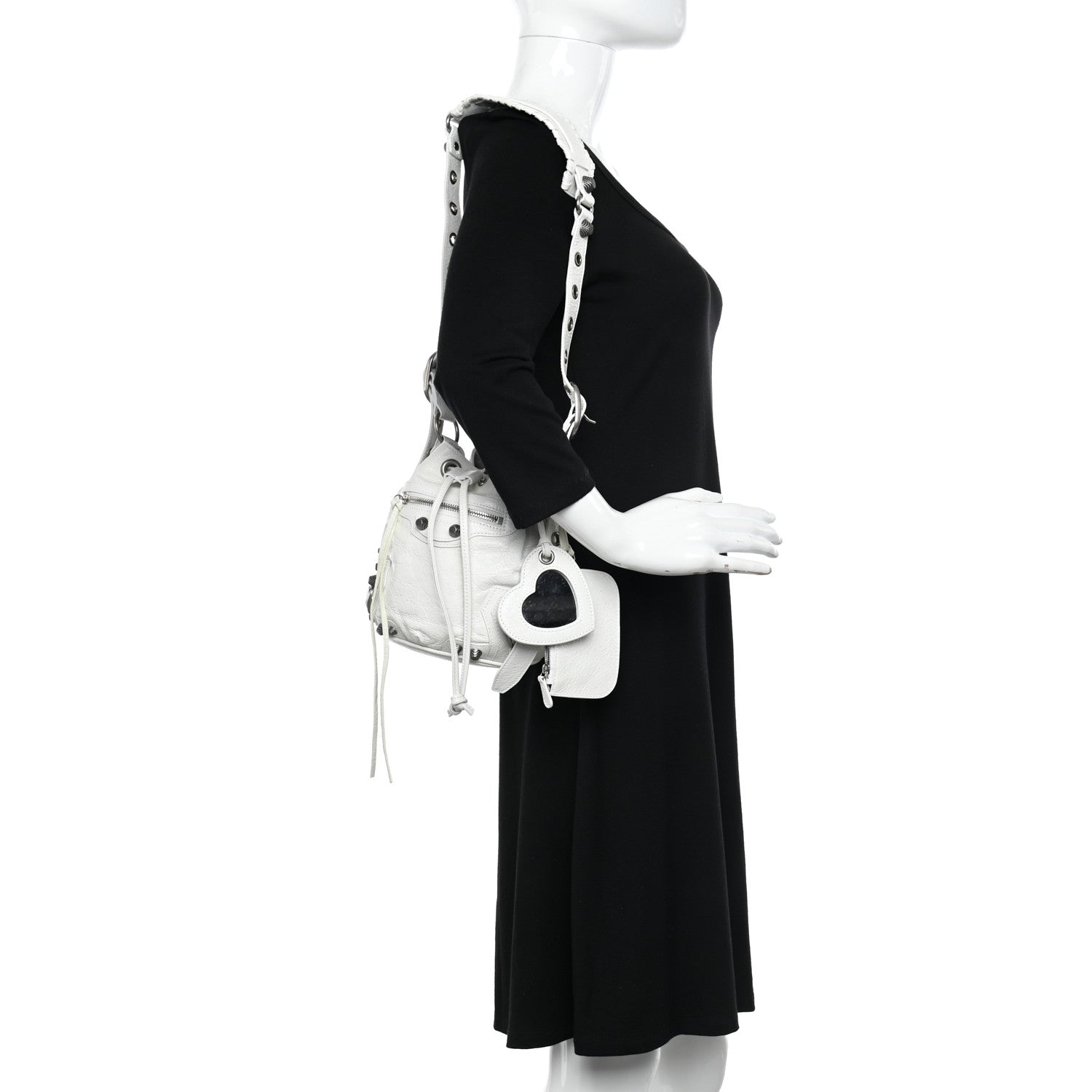 Balenciaga Agneau Arena Le Cagole Bucket Bag XS Optic White 2 of 13