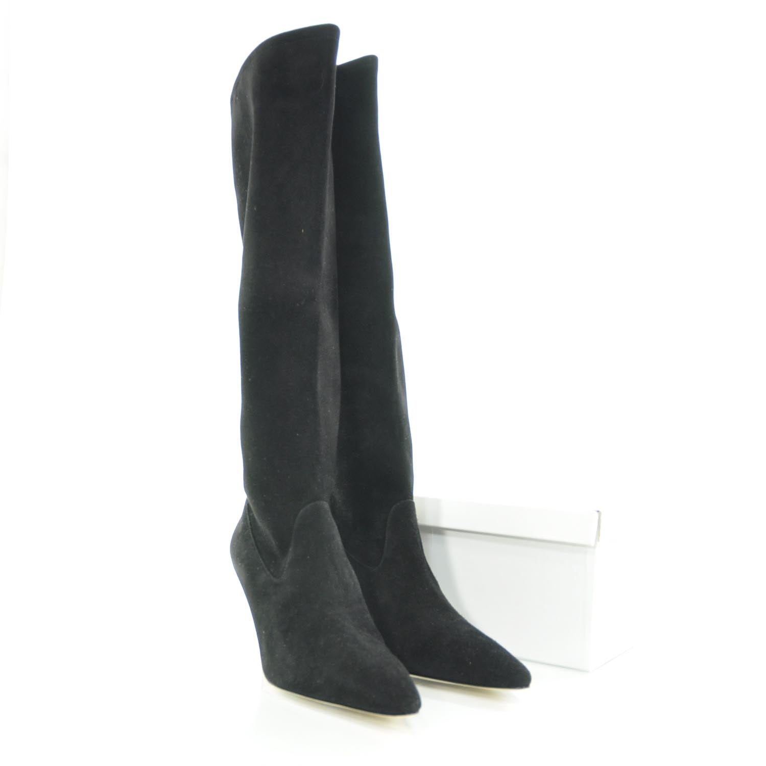 FASHIONPHILE MANOLOBLAHNIKSuedeTallBoots36.5Black 4 of 6
