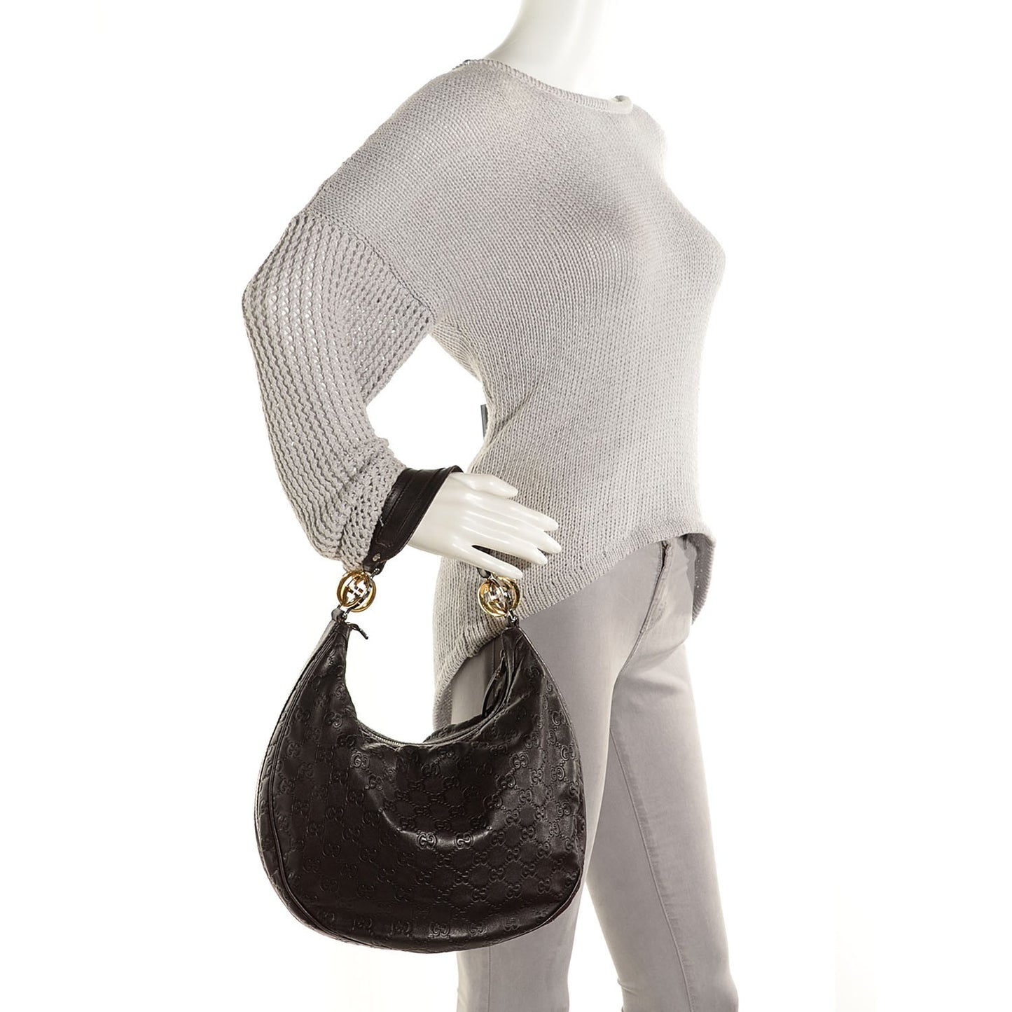 Guccissima Medium GG Twins Hobo Brown