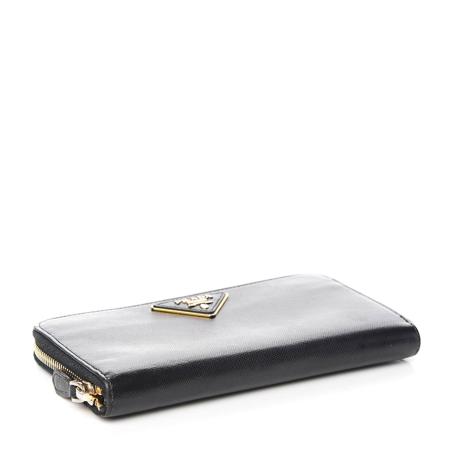 Prada Saffiano Metal Zip Around Wallet Black 3 of 8
