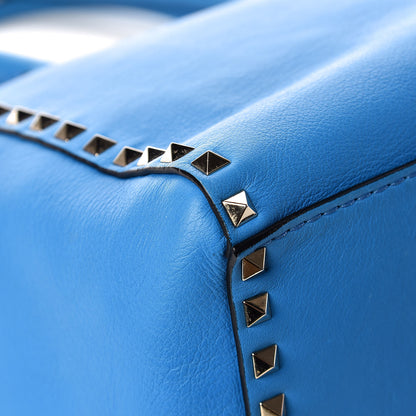 Valentino Garavani Vitello Rockstud Double Handle Tote Blue Fluo 12 of 14