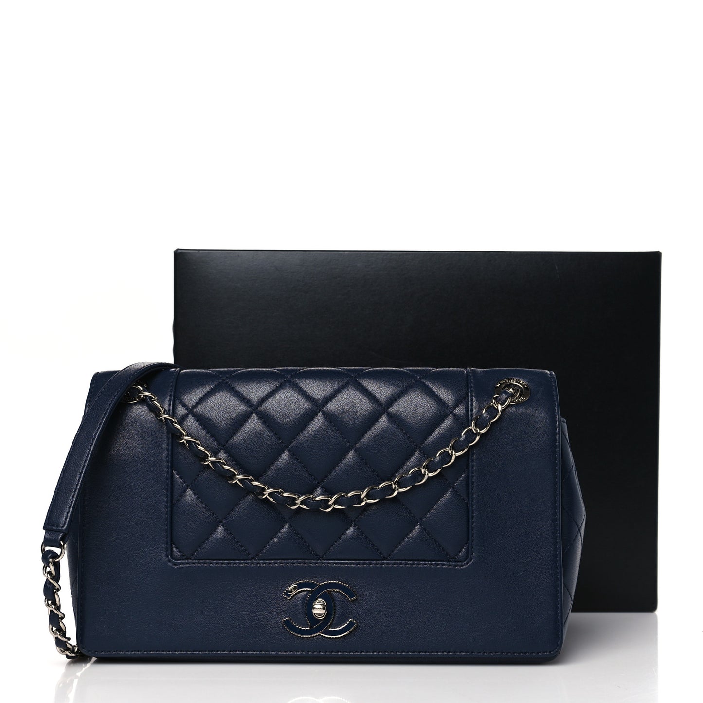 Sheepskin Quilted Vintage Mademoiselle Flap Dark Navy