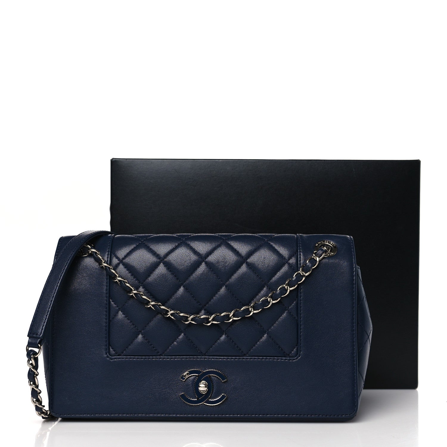 Chanel Sheepskin Quilted Vintage Mademoiselle Flap Dark Navy 11 of 11