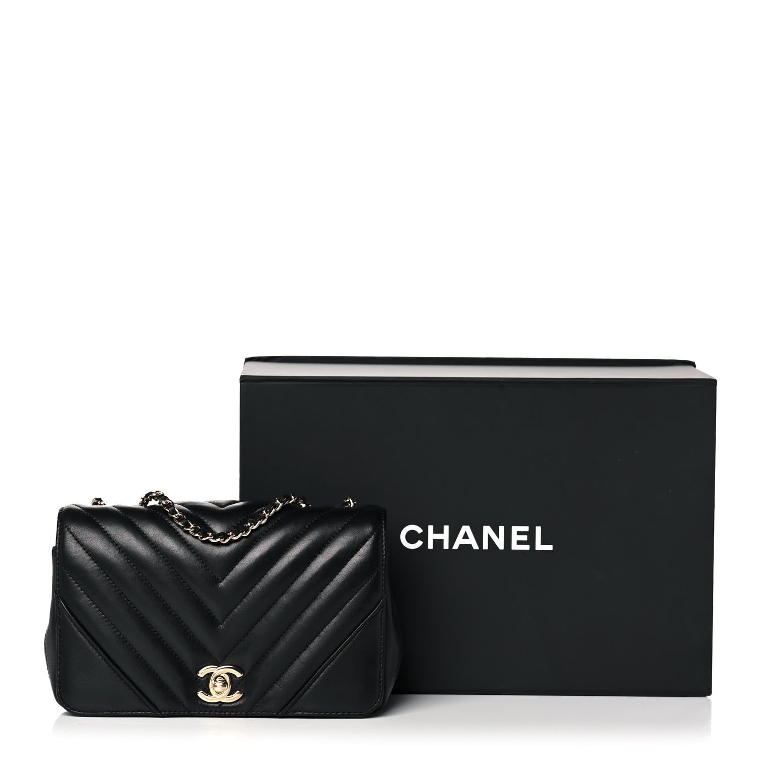 Chanel Calfskin Chevron Quilted Medium Statement Flap Black 16 of 16