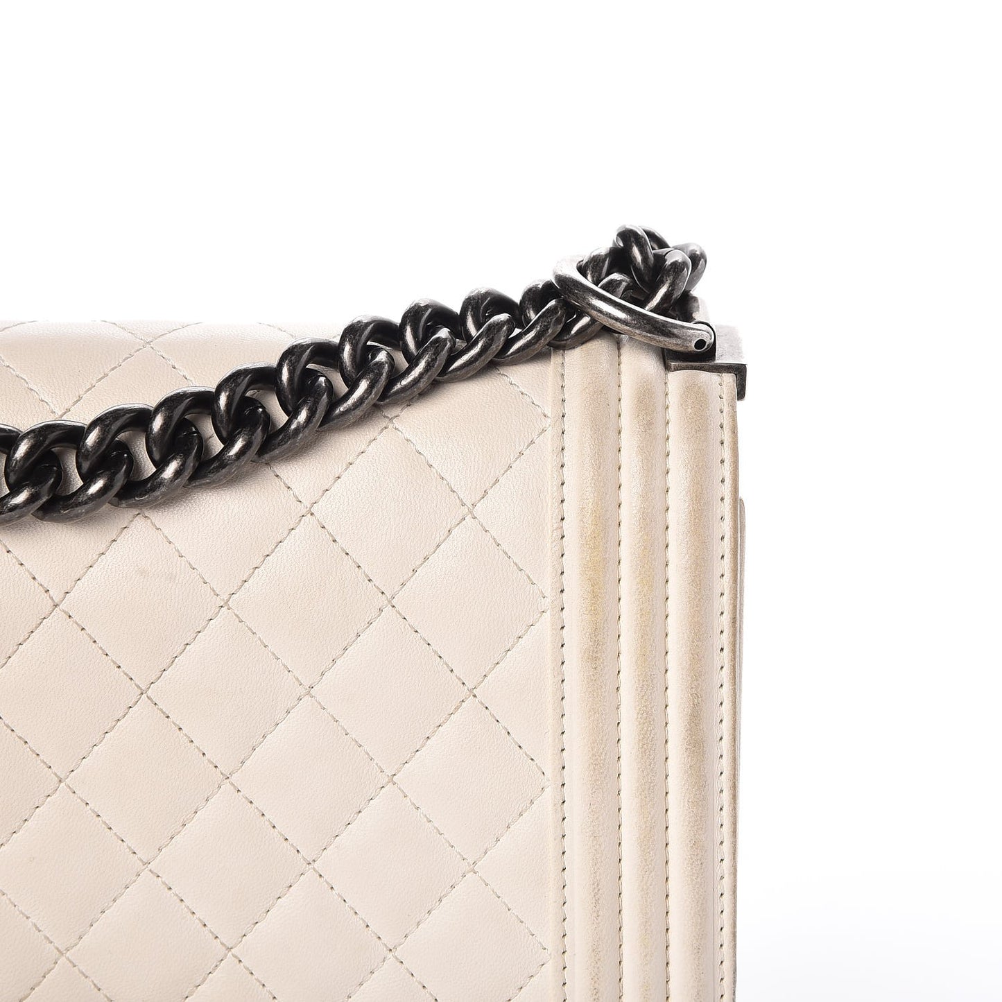 Lambskin Quilted Medium Boy Flap White