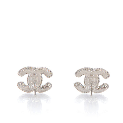 Chanel Pearl Enamel CC Logo Earrings Silver 3 of 5