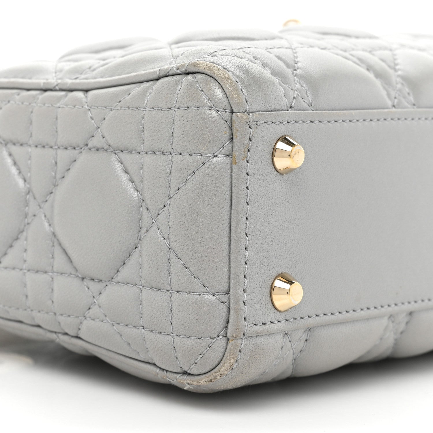 Christian Dior Metallic Lambskin Cannage Mini Lady Dior Grey 9 of 16