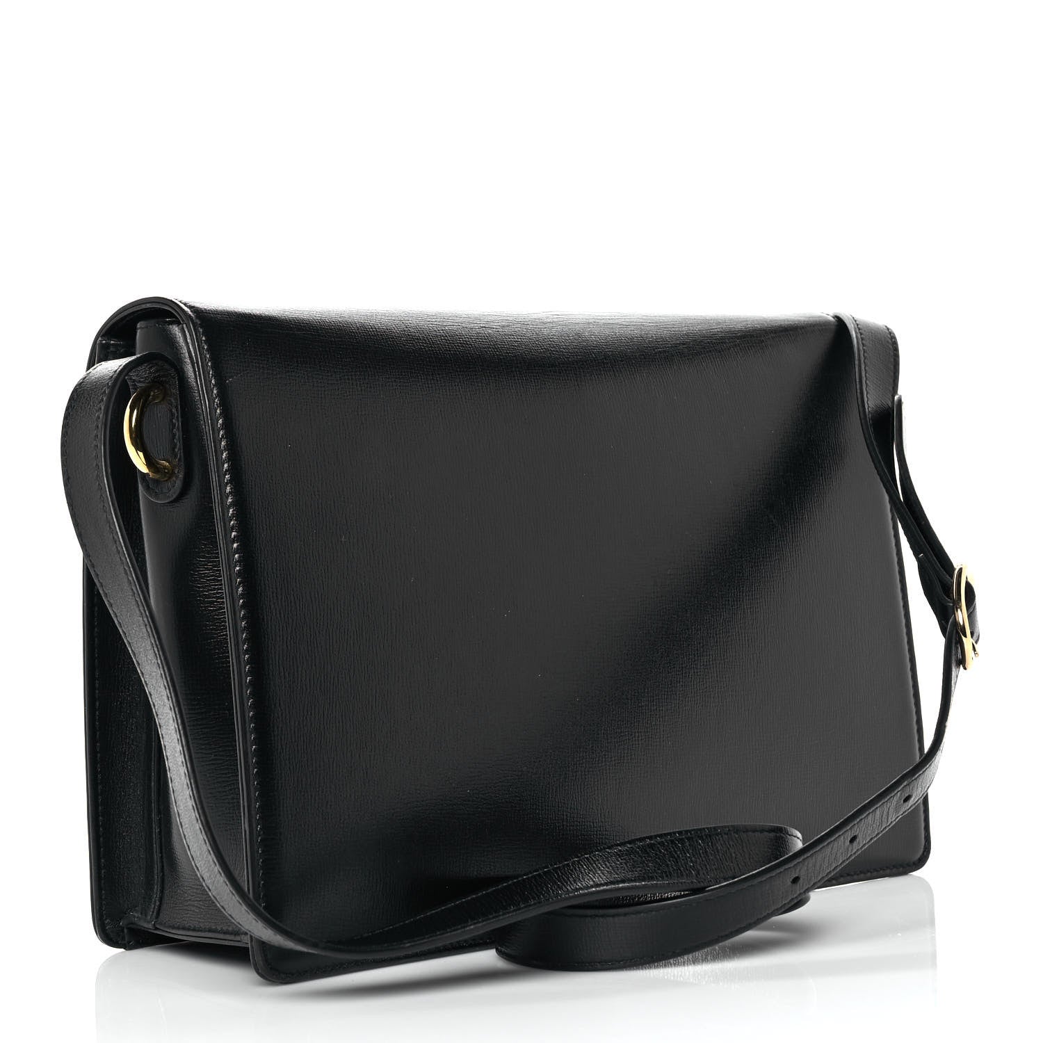 Gucci Textured Calfskin Medium Torchon GG Ring Shoulder Bag Black 3 of 10