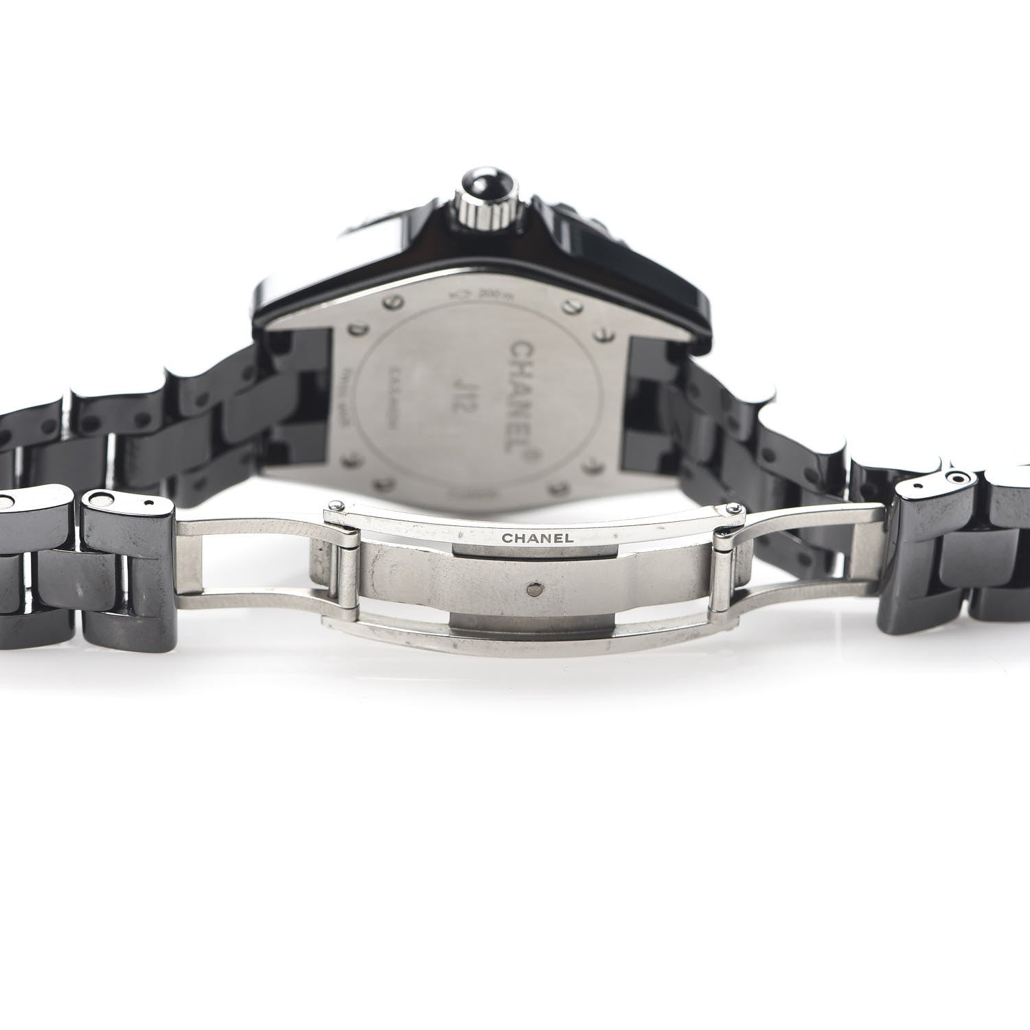 Chanel Stainless Steel Ceramic Diamond 33mm J12 Quartz Watch Black 6 of 6