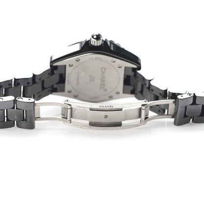 Chanel Stainless Steel Ceramic Diamond 33mm J12 Quartz Watch Black 6 of 6