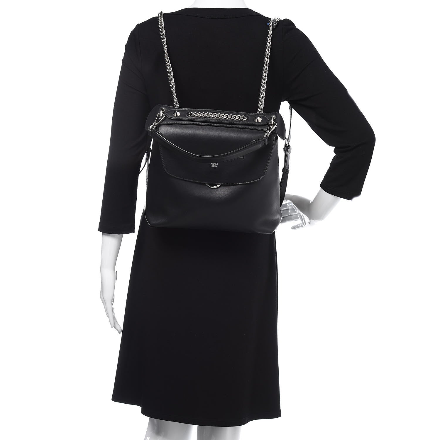 Fendi Vitello Century Opaco Large Back to School Backpack Black 2 of 11