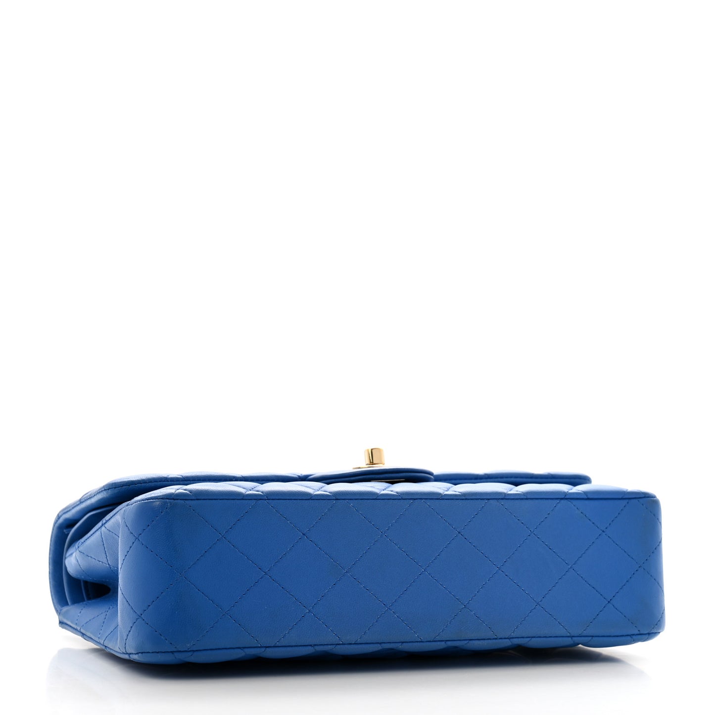 Lambskin Quilted Medium Double Flap Blue