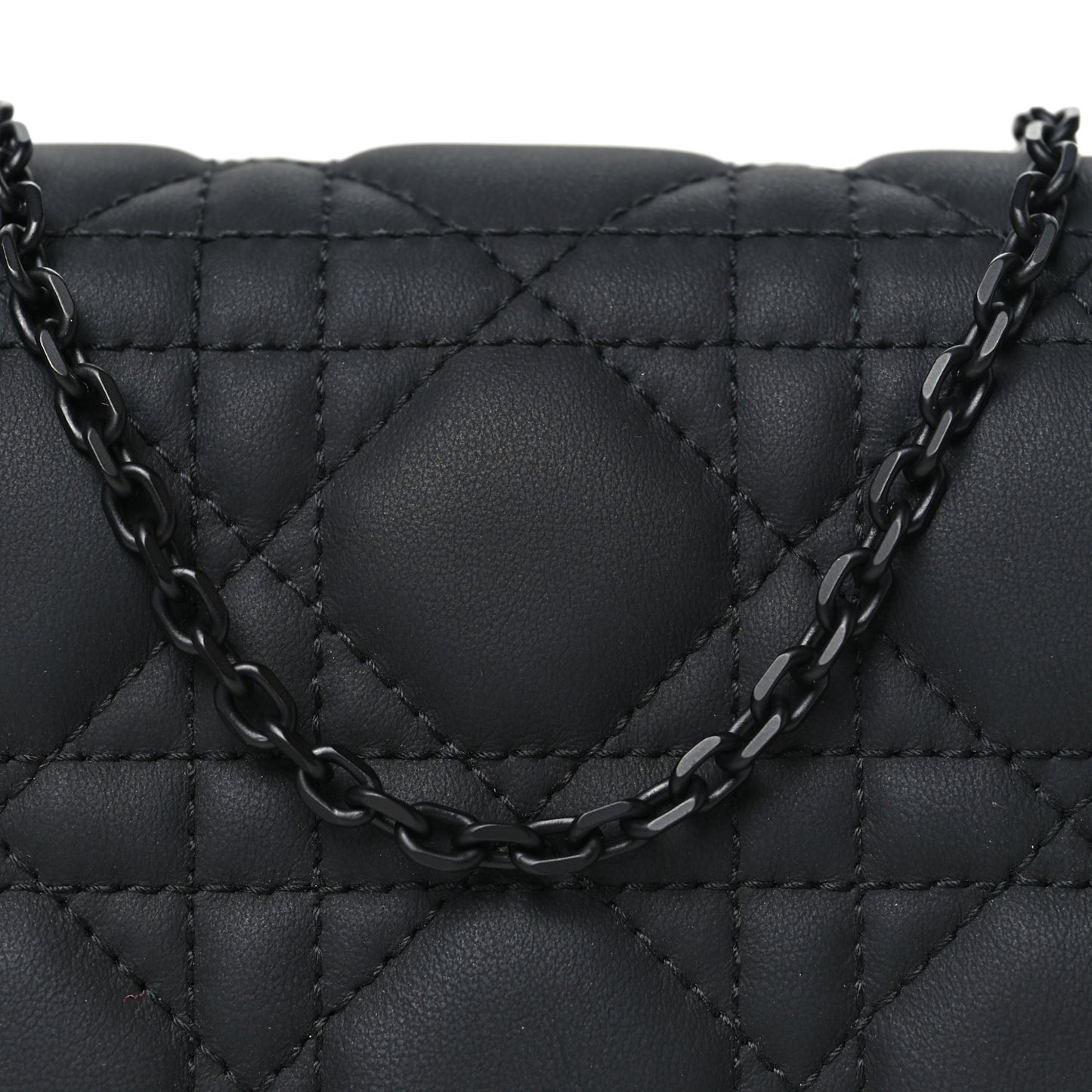 Ultra Matte Calfskin Cannage Mini Waist Pouch on Chain Black