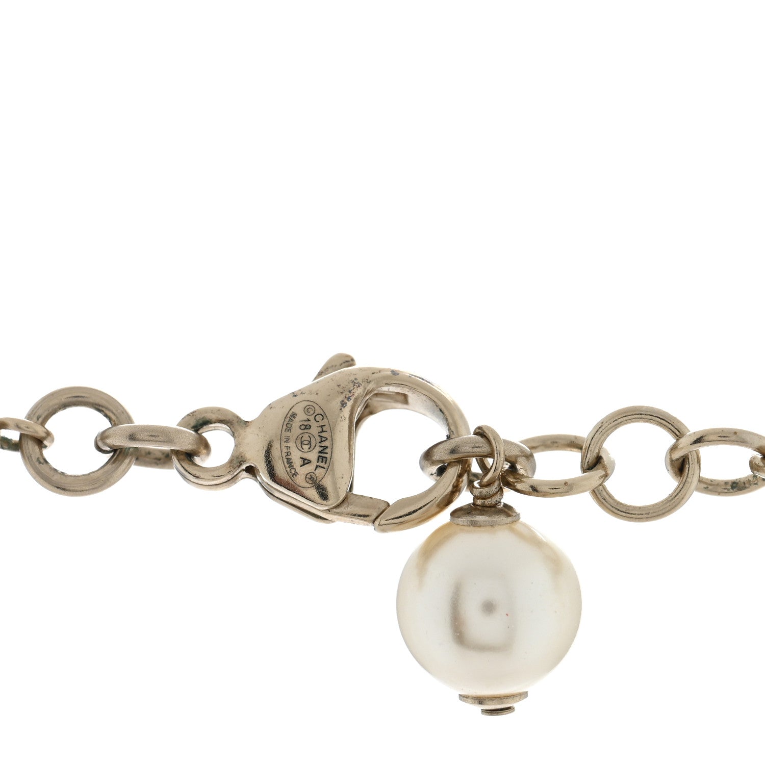 Chanel Pearl Crystal CC Braided Chain Long Necklace Light Gold 4 of 4