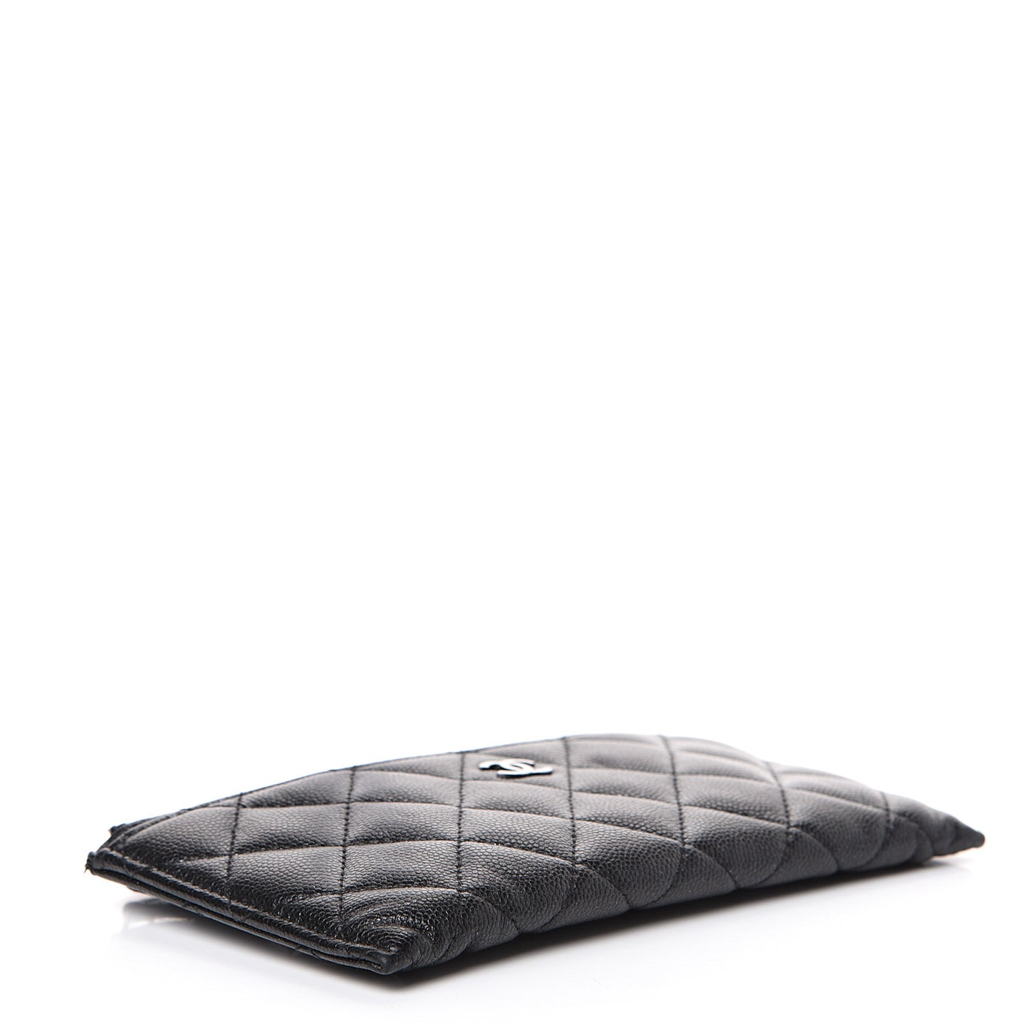 Iridescent Caviar Quilted Classic Zip Pouch Black