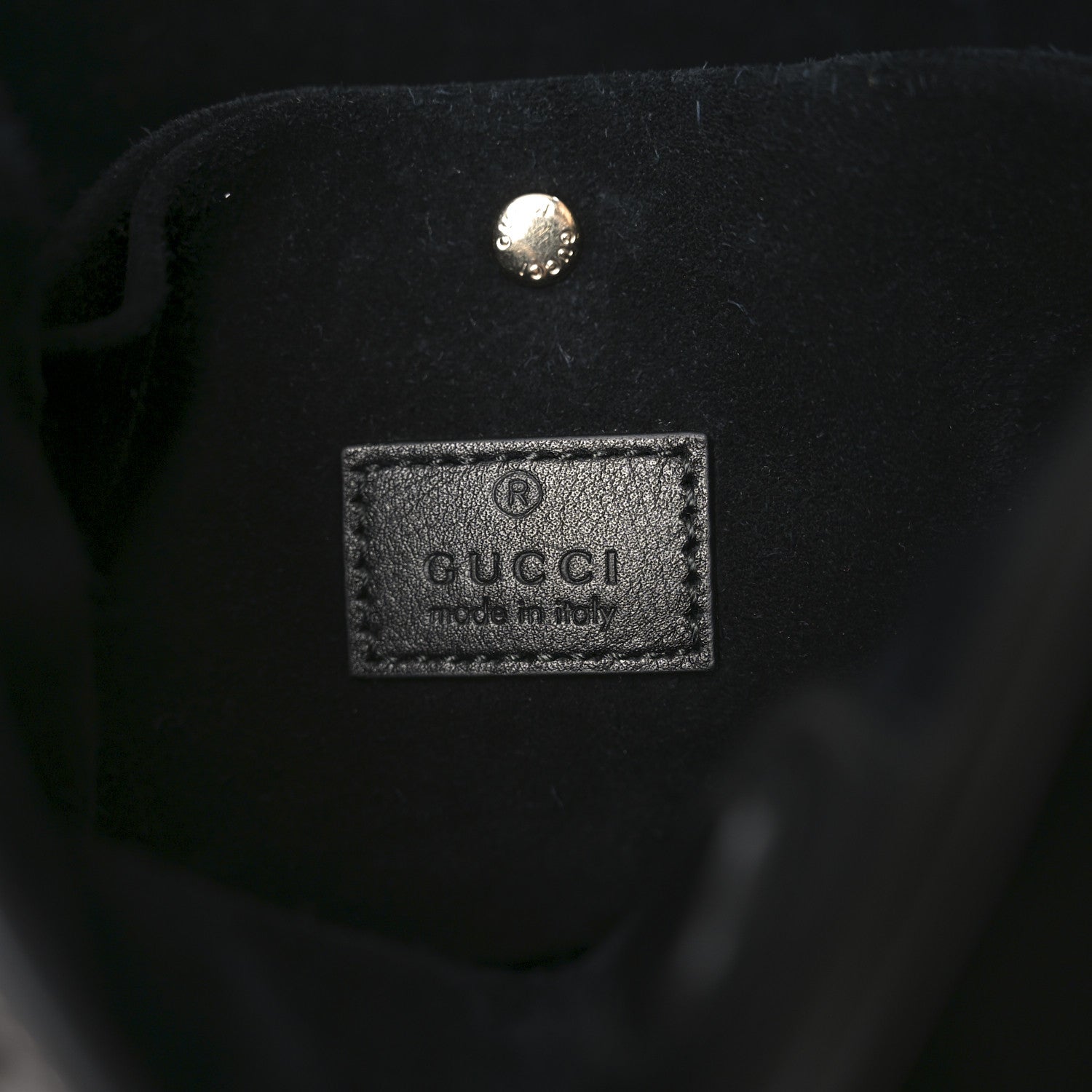 Gucci GG Calfskin Emblem Mini Bucket Bag Black 6 of 9