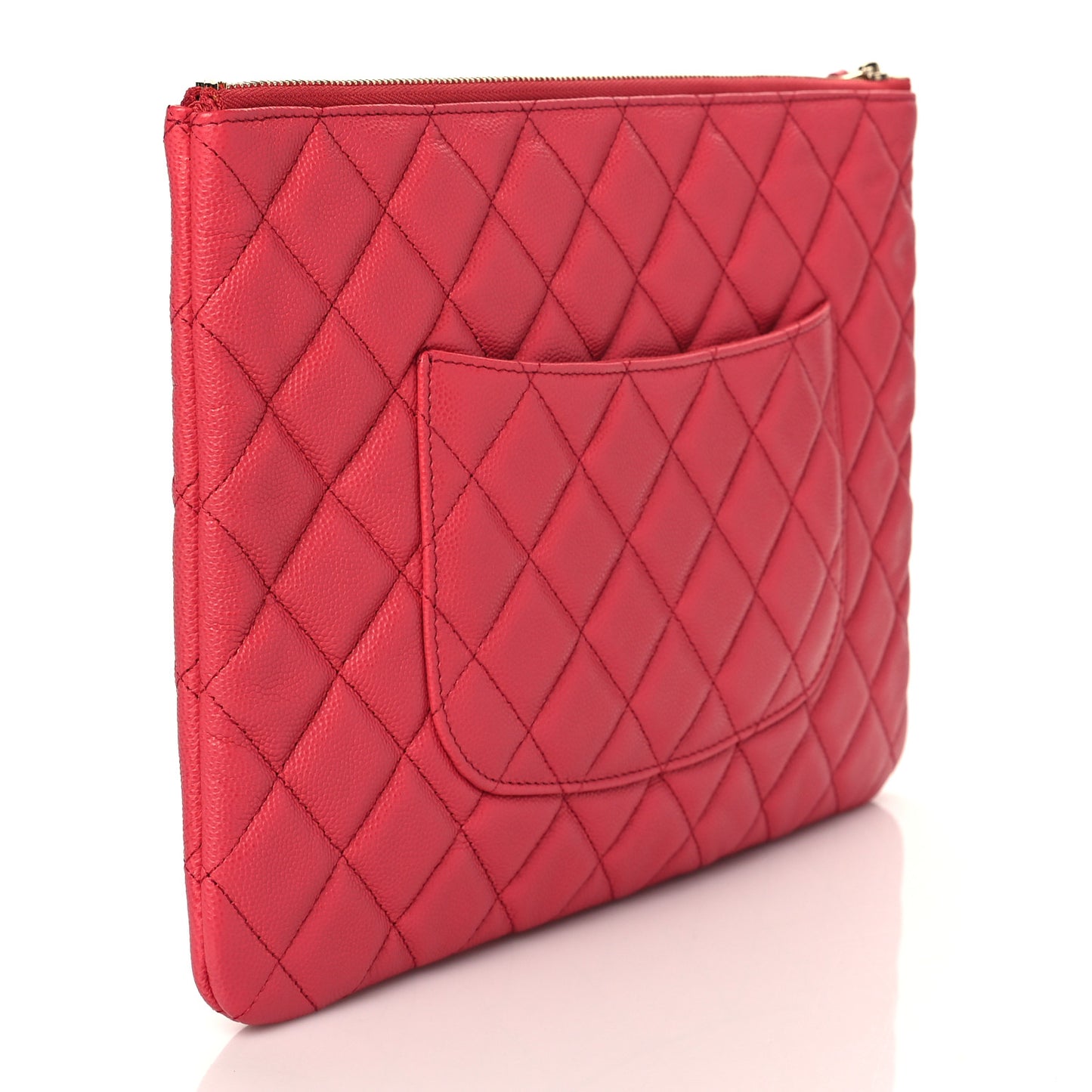 Caviar Quilted Medium Cosmetic Case Dark Pink