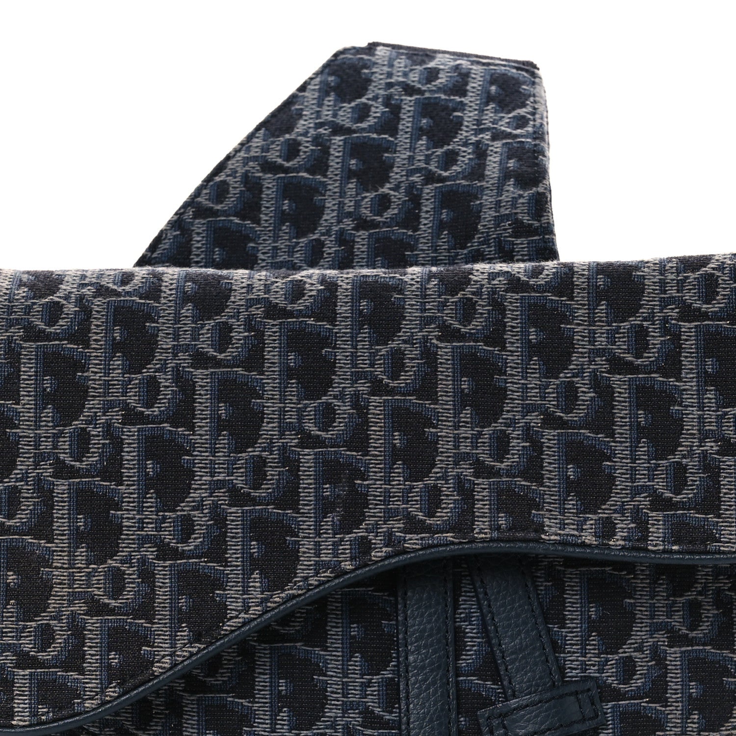 Christian Dior Grained Calfskin Oblique Mens Saddle Bag Black Black Blue 8 of 13