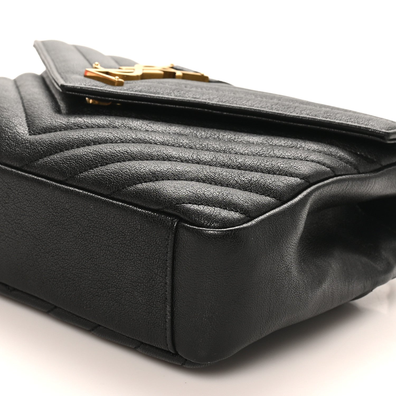 Saint Laurent Sheepskin Matelasse Chevron Monogram Medium College Bag Black 10 of 10
