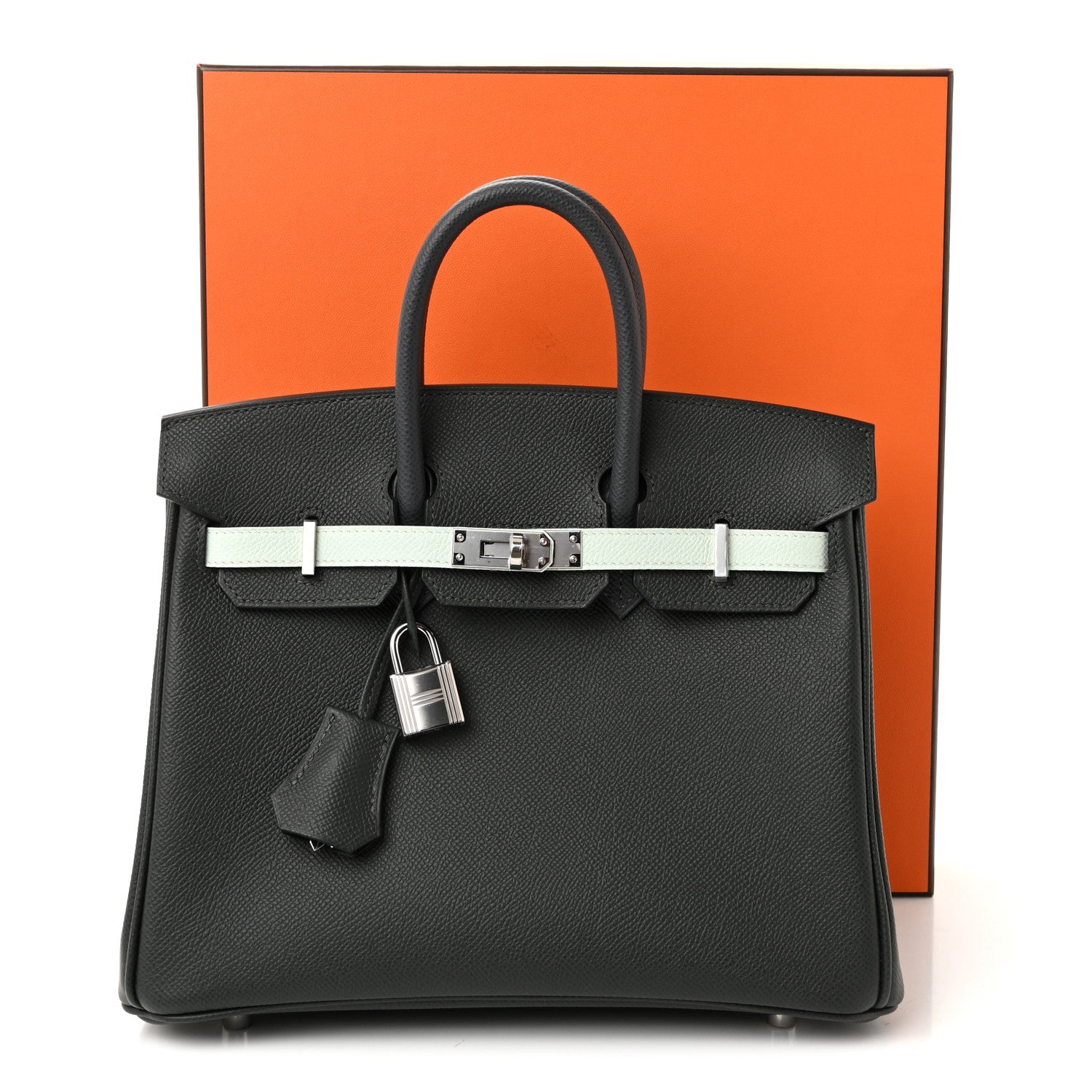 Hermes Epsom Tri-Color Birkin 25 Vert Fonce Ardoise Vert Peppermint 10 of 10