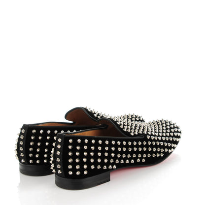 Christian Louboutin Mens Veau Velours Dandelion Spikes Flat Loafers 46.5 Black 4 of 9