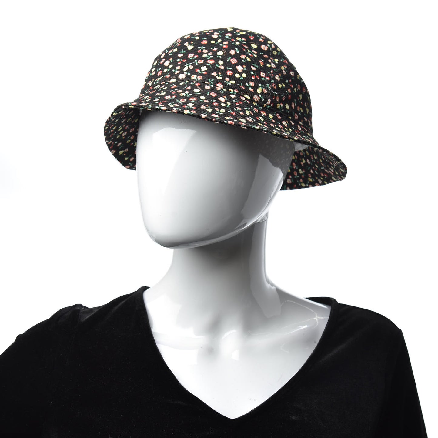 X LIBERTY OF LONDON Canvas Floral Print Bucket Hat XS Black Multicolor