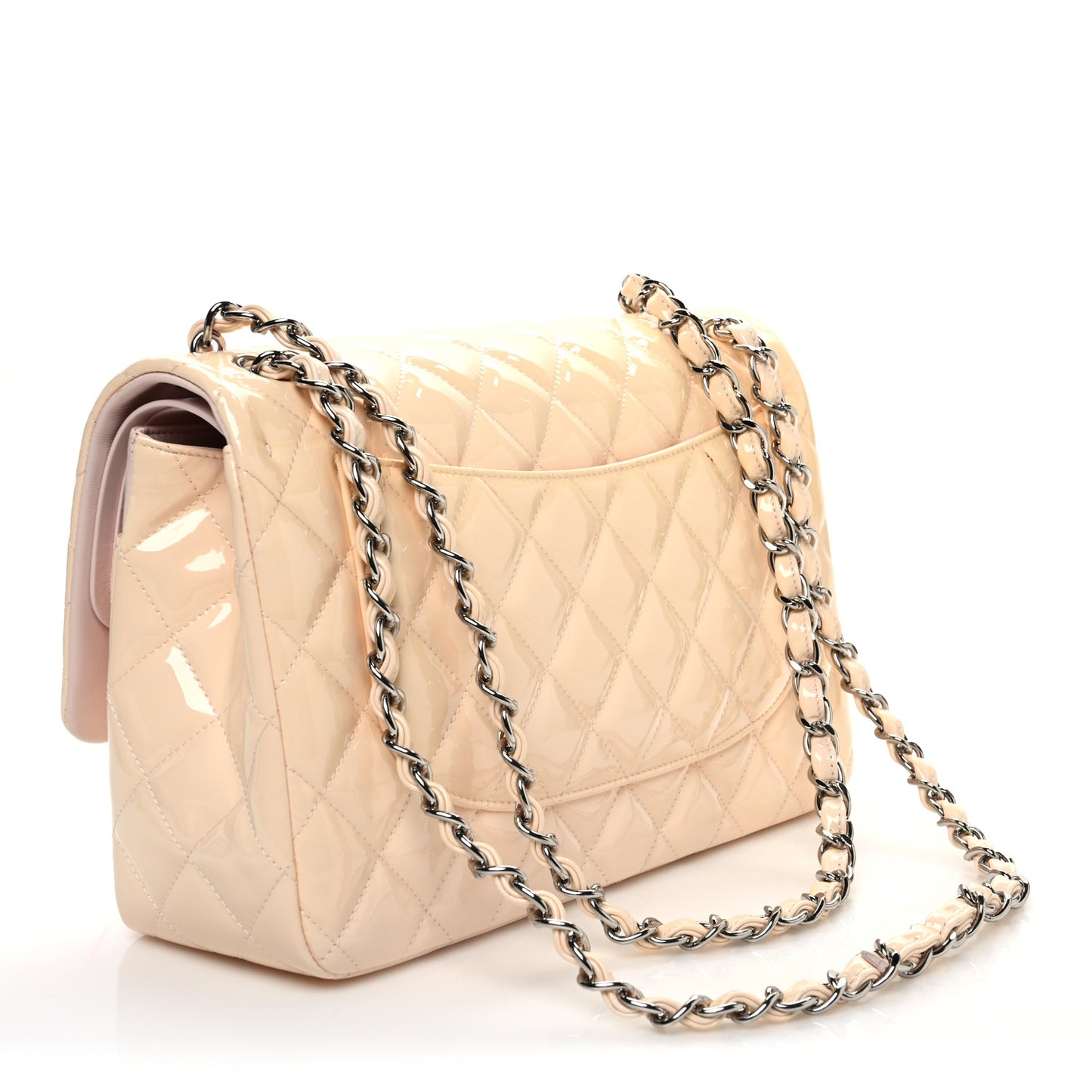 Patent Quilted Jumbo Double Flap Light Pink