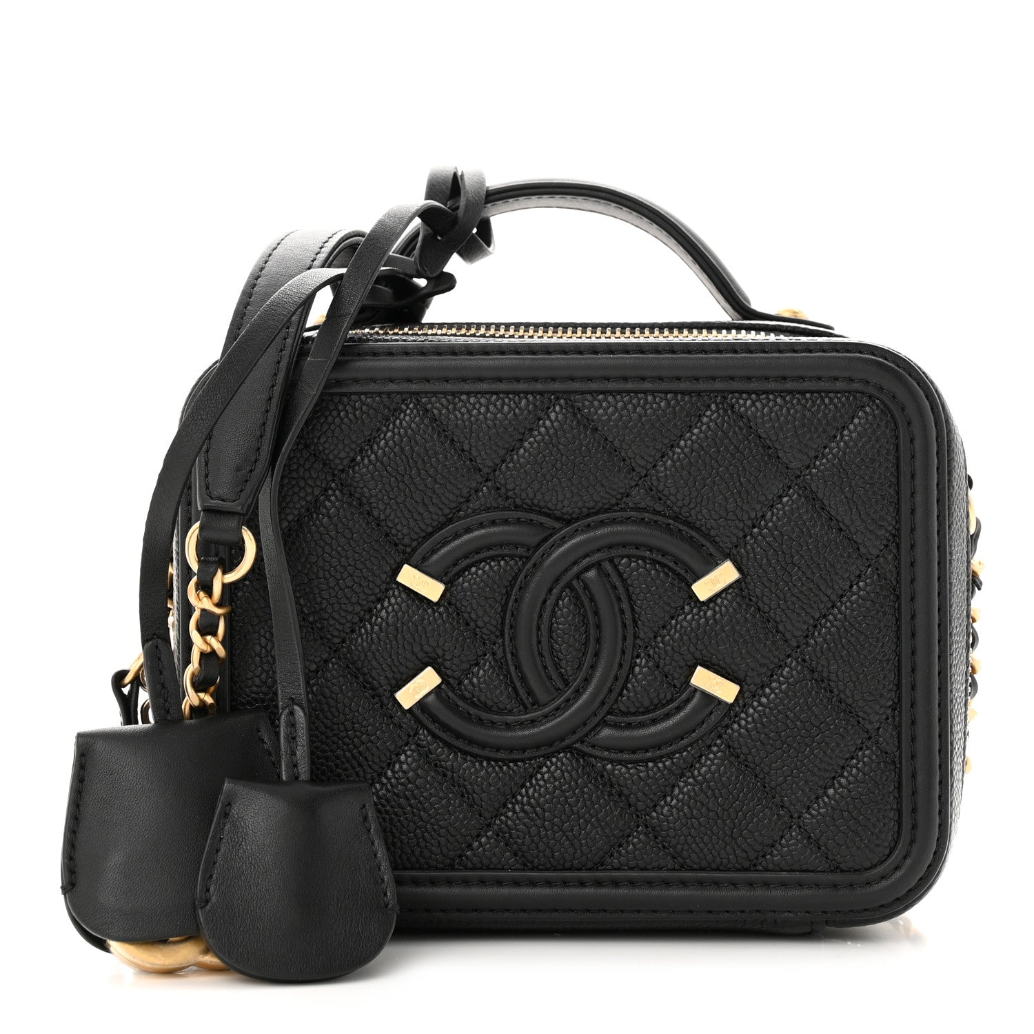 Chanel Caviar Quilted Small CC Filigree Vanity Case Black 1 of 11