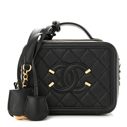 Chanel Caviar Quilted Small CC Filigree Vanity Case Black 1 of 11