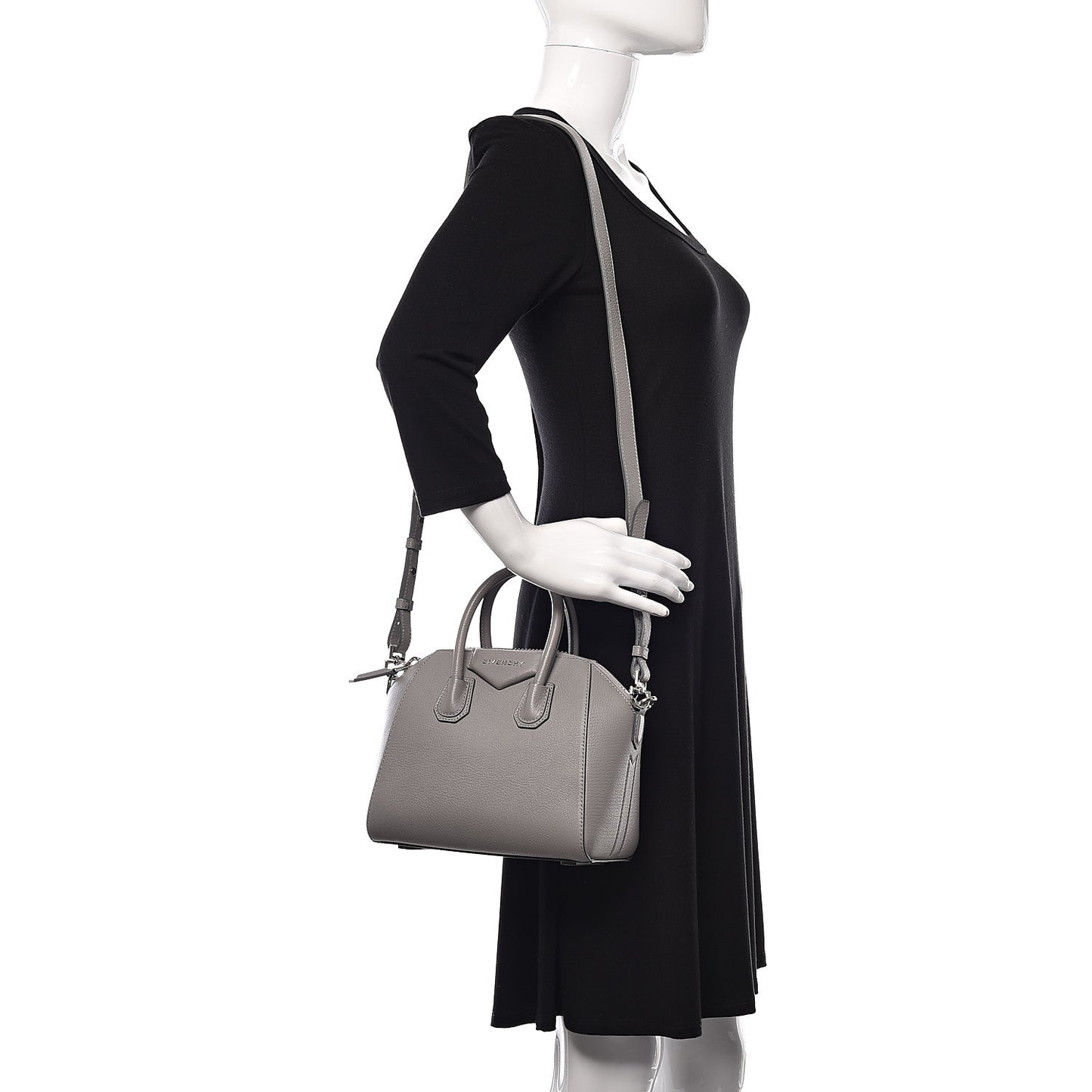 Sugar Goatskin Mini Antigona Pearl Grey