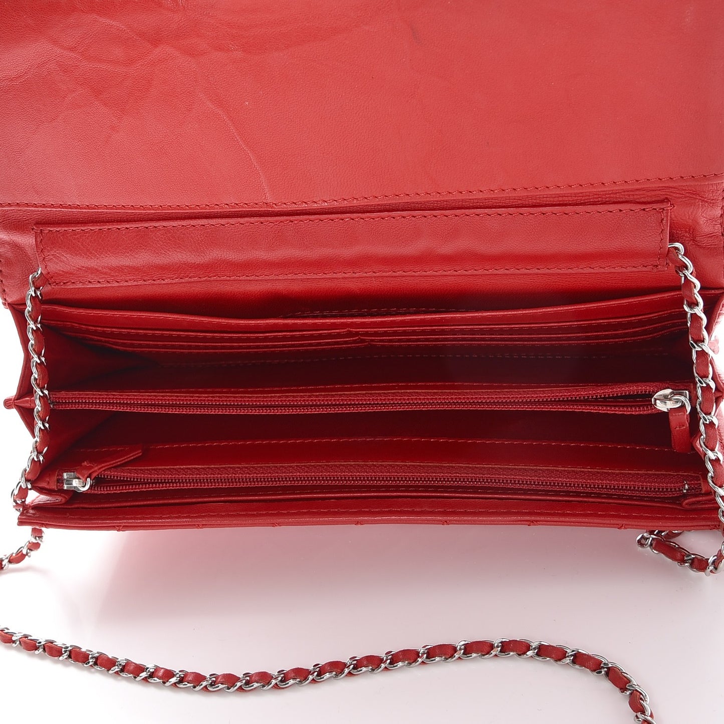 Lambskin Quilted Chain Clutch Flap Red