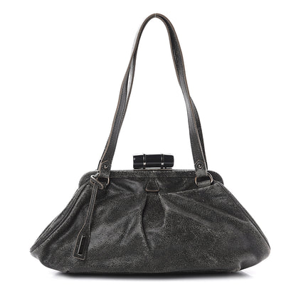 Miu Miu Calfskin Craquele Frame Shoulder Bag Black 1 of 8