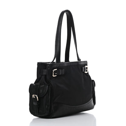 Prada Tessuto Nylon Calfskin Shoulder Bag Black 3 of 15