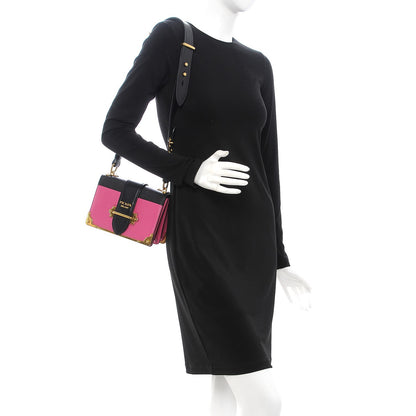 Prada City Calf Saffiano Cahier Bag Fuxia Black 2 of 6