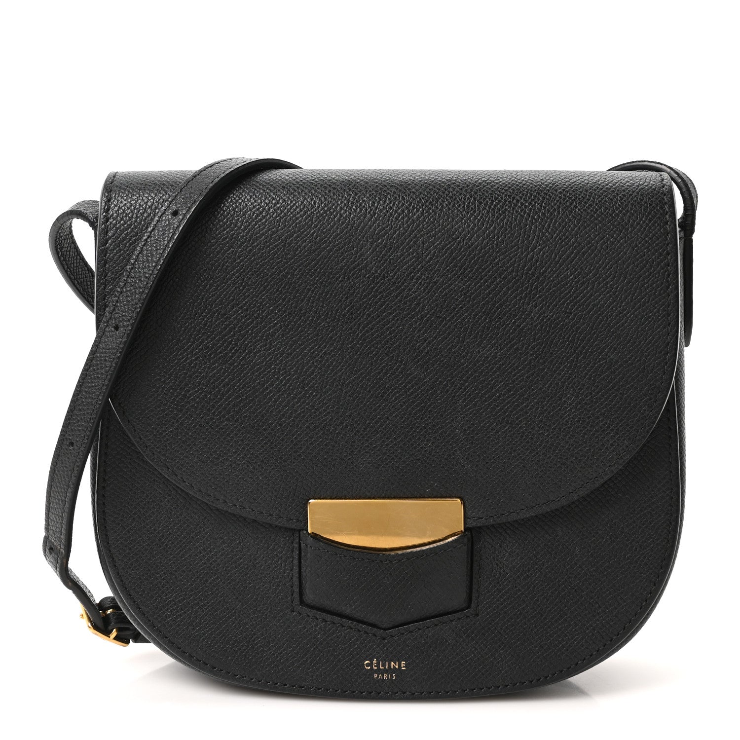 Celine Grained Calfskin Small Trotteur Black 1 of 10