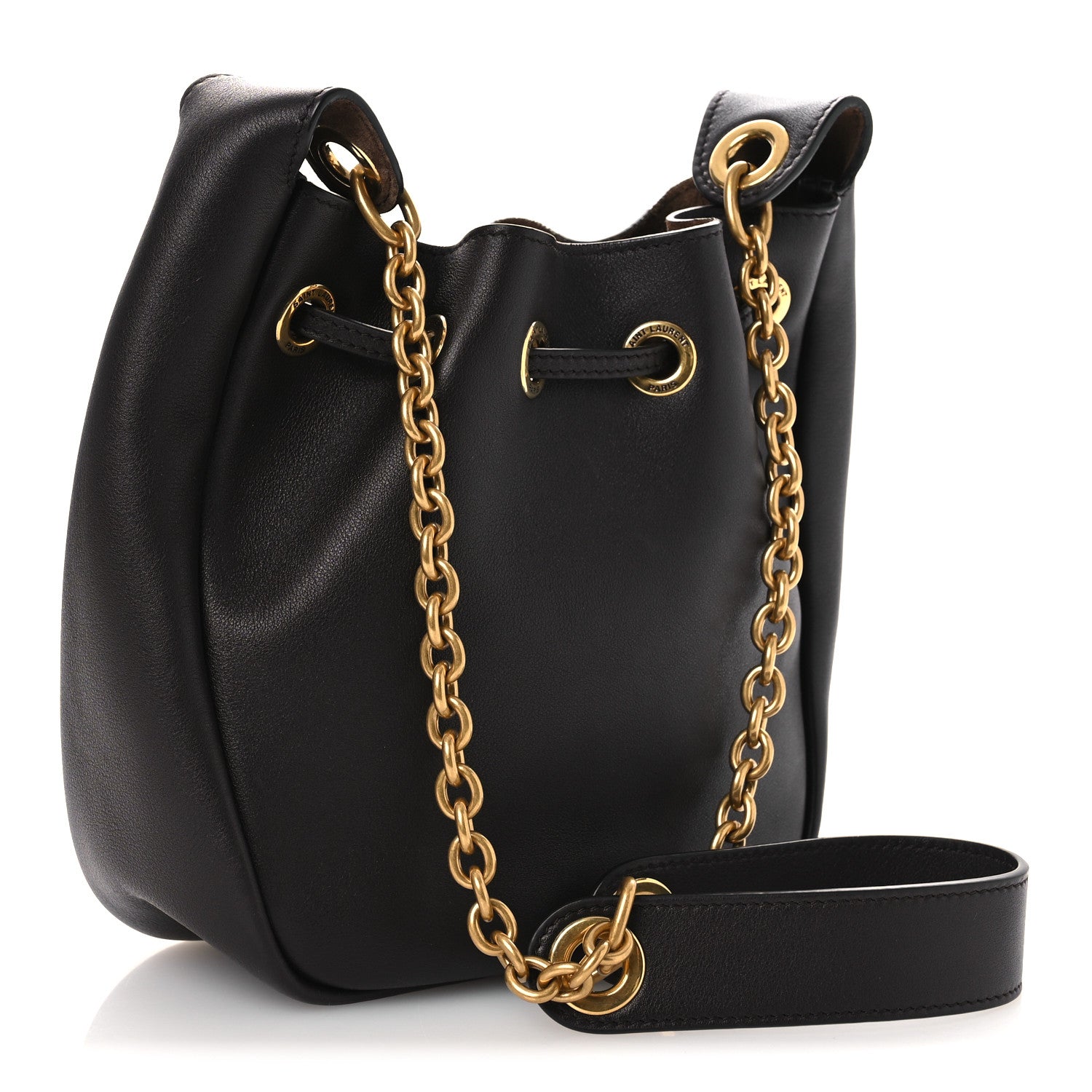 Saint Laurent Calfskin Cassandre Supple Bucket Bag Black 3 of 10