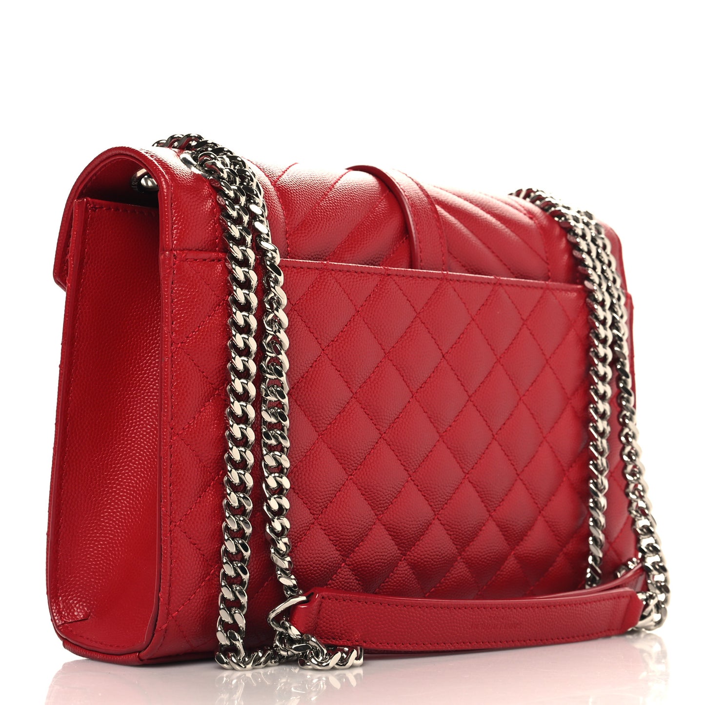Grain De Poudre Textured Mixed Matelasse Triquilt Medium Monogram Satchel New Red