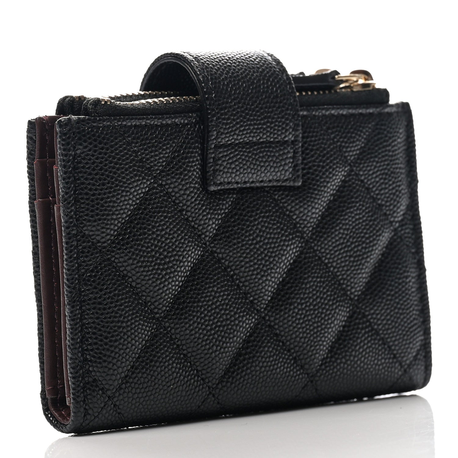 Chanel Caviar Quilted Compact Zipped Pocket Wallet Black 3 of 8